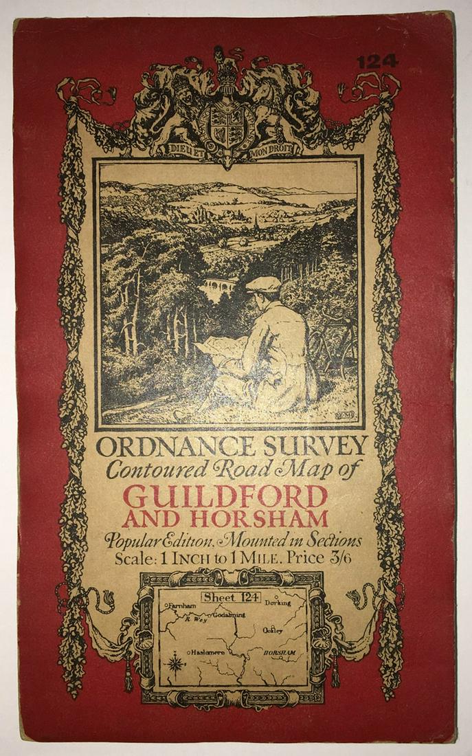 Guildford & Horsham Popular Edition One-Inch Map: Publication Date: 1920 Title: Guildford & Horsham Popular Edition One-Inch Map Cartographer: ORDNANCE SURVEY Publisher: ORDNANCE SURVEY OFFICE Height: 19.1 Width: 28.25 Dissected and mounted on linen.
