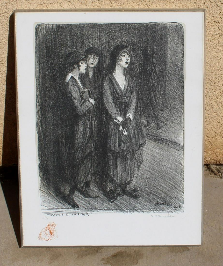 THEOPHILE STEINLEN S/N Litho 3 Women Veuves d'un Louis 15/50 Art Services Frame (1 of 6)