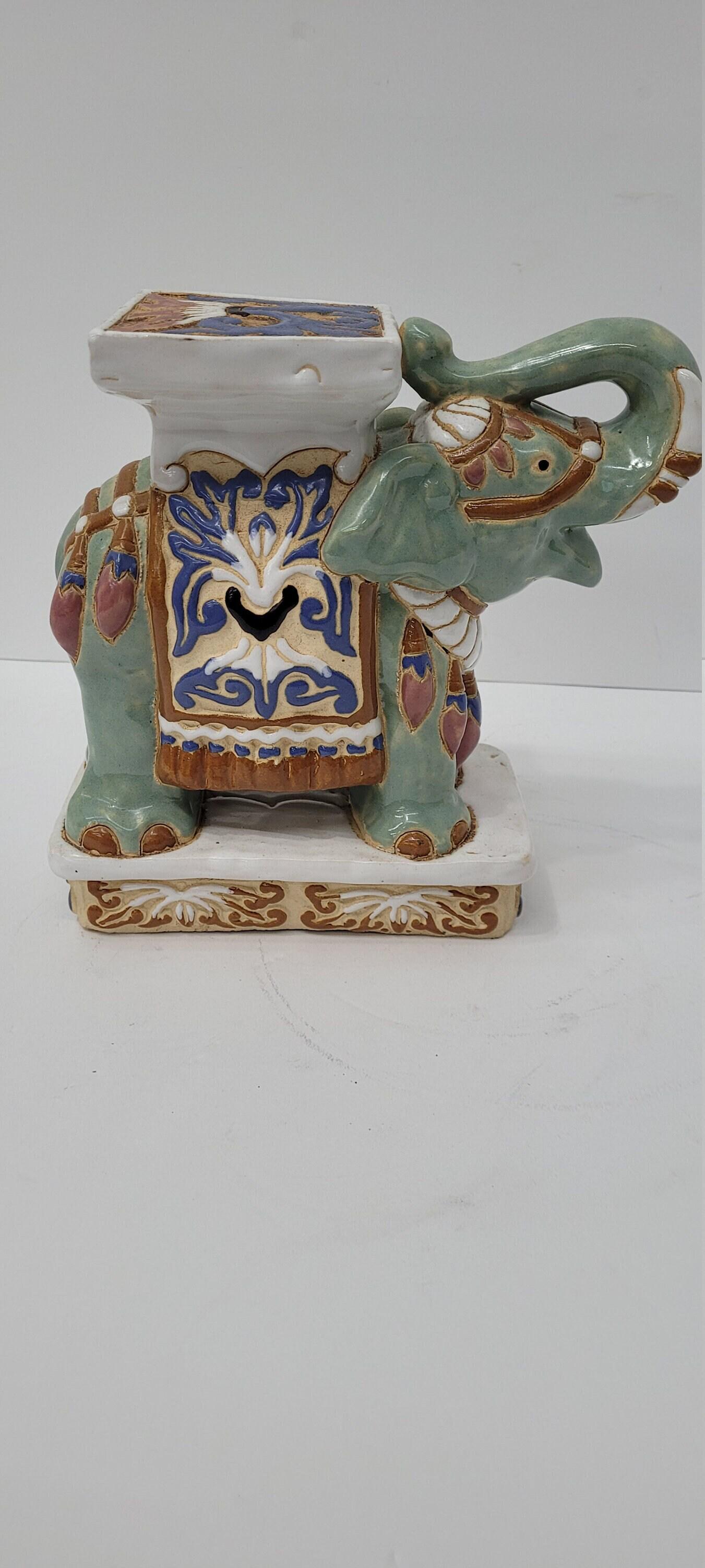 Vintage Elephant Terra Cotta Plant Stand Holder Riser Display (1 of 9)