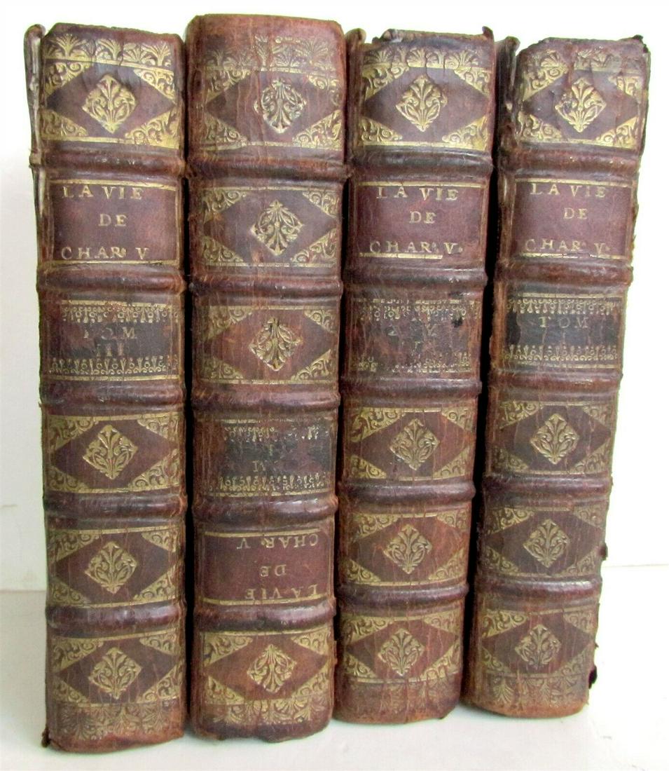 1710 4 volumes SET HISTORY of EMPEROR CHARLES V antique in FRENCH ILLUSTRATED (1 of 10)