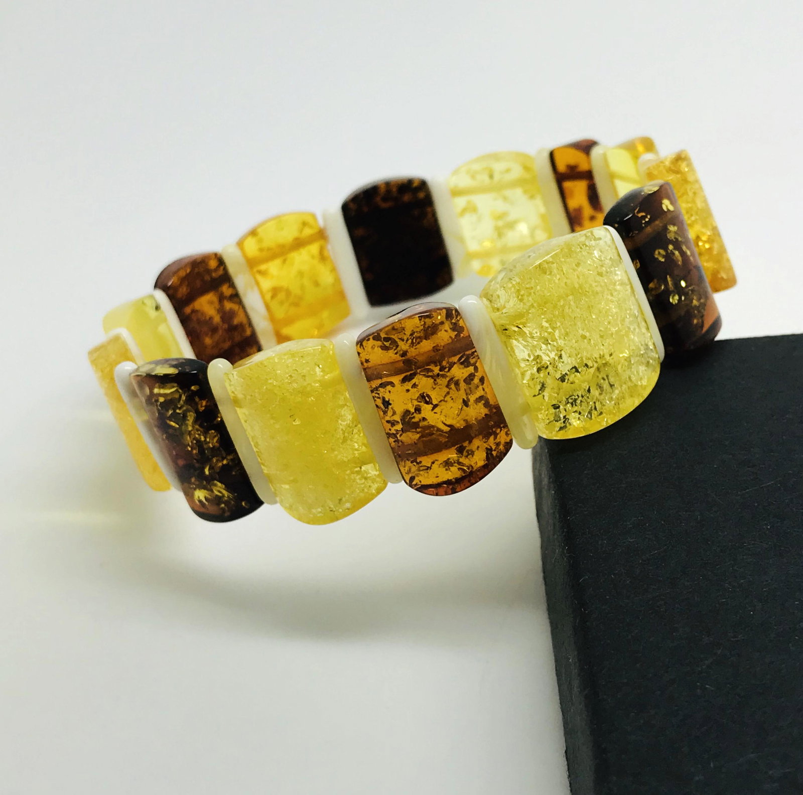 Unique and Impressive Amber Bracelet made from Plate like Amber beads (1 of 7)