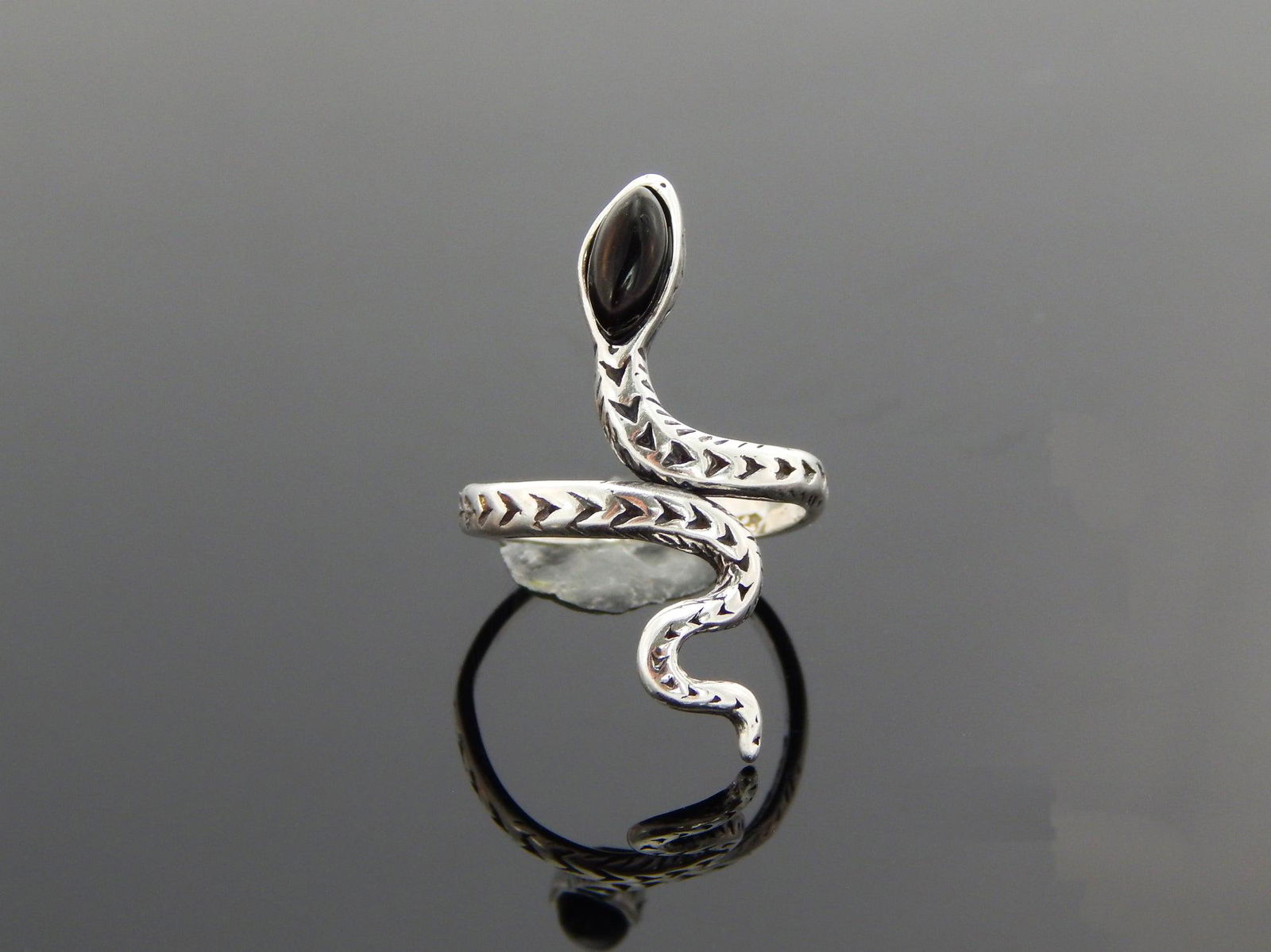 Natural Baltic Cherry Amber Adjustable Snake Ring (1 of 8)