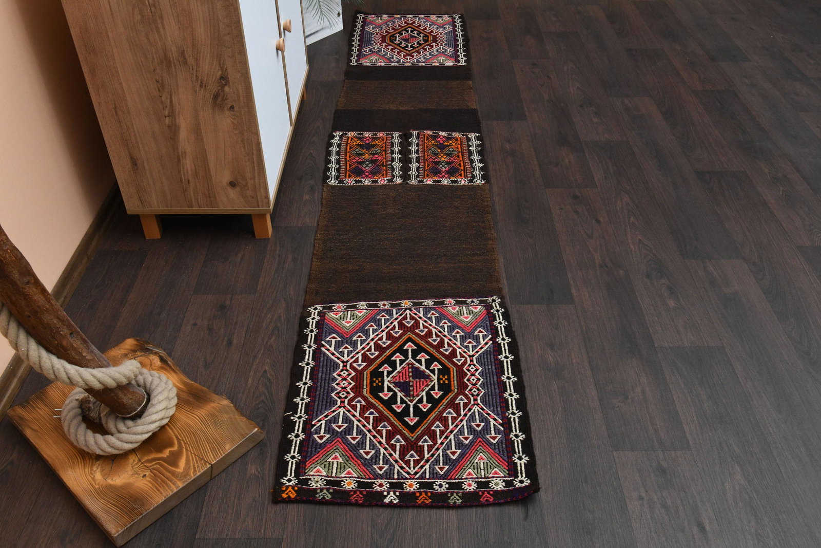 1.7x8.7 Ft Turkish Antique Rug: Title: 1.7x8.7 Ft Turkish Antique Rug Origin: Turkey Date/Period: 1960 - 1970 Dimension: Width: 1.7 feet