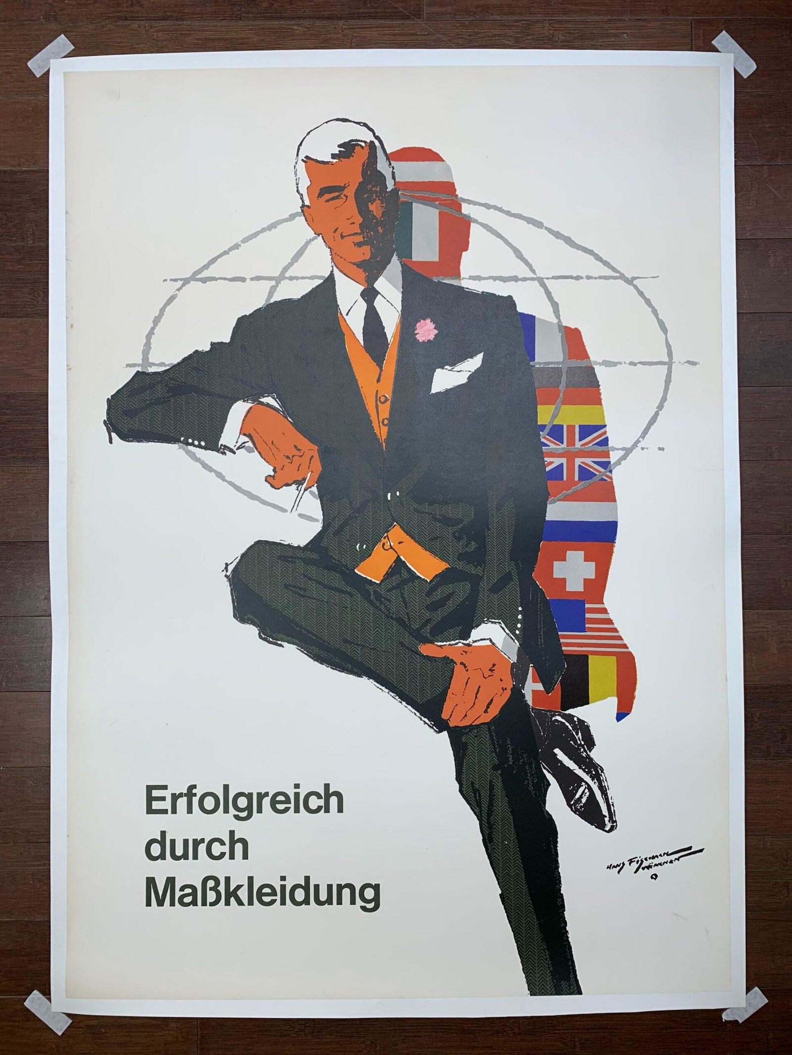 Erfolgreich - Art By Hans Fischach (1965) 33" X 46.5" German Advertising Poster LB (1 of 6)