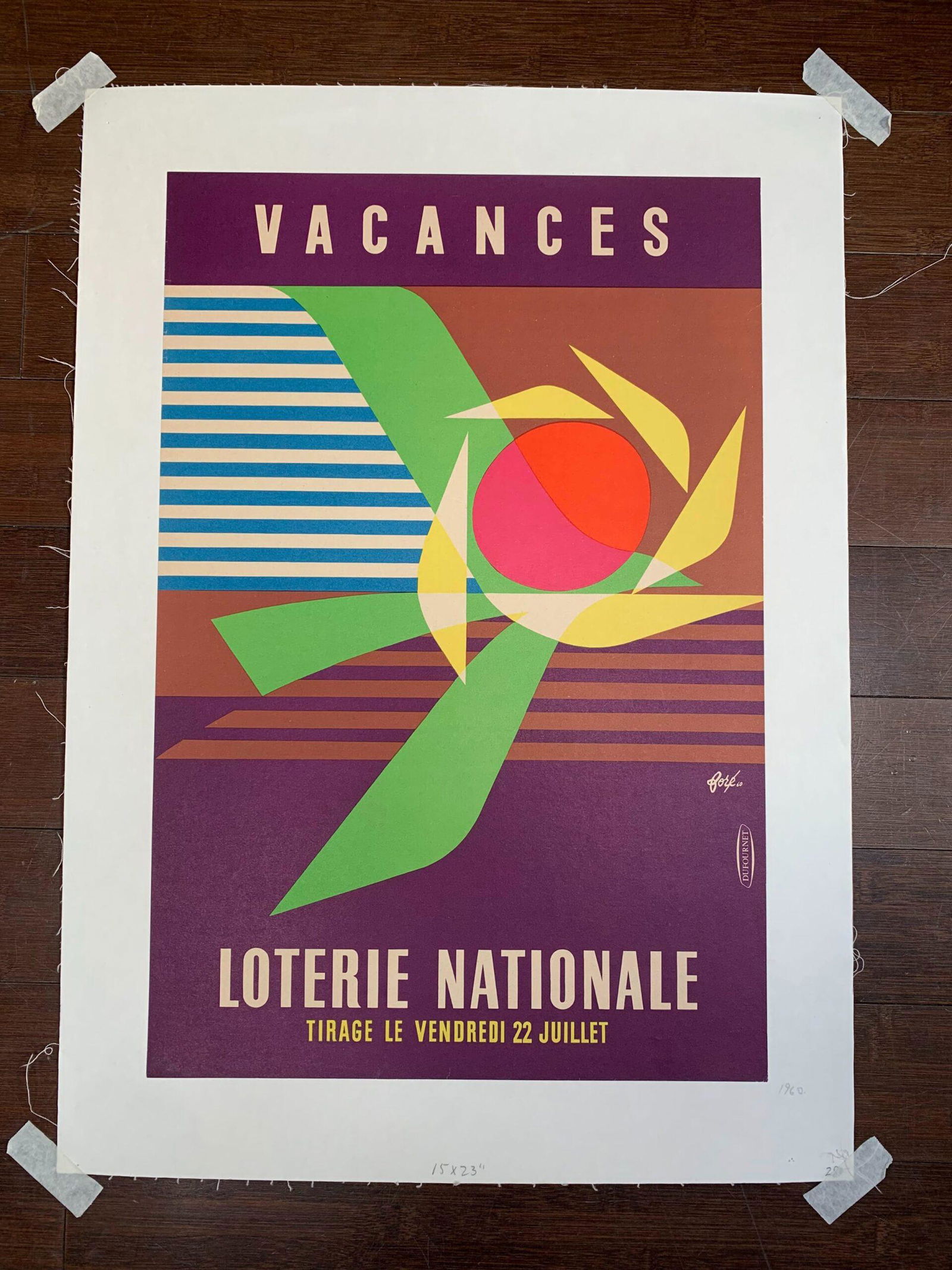 Vacances - Loterie Nationale - Art By Fore (1960) 15.5" X 23.5" French Advertising Poster LB (1 of 3)
