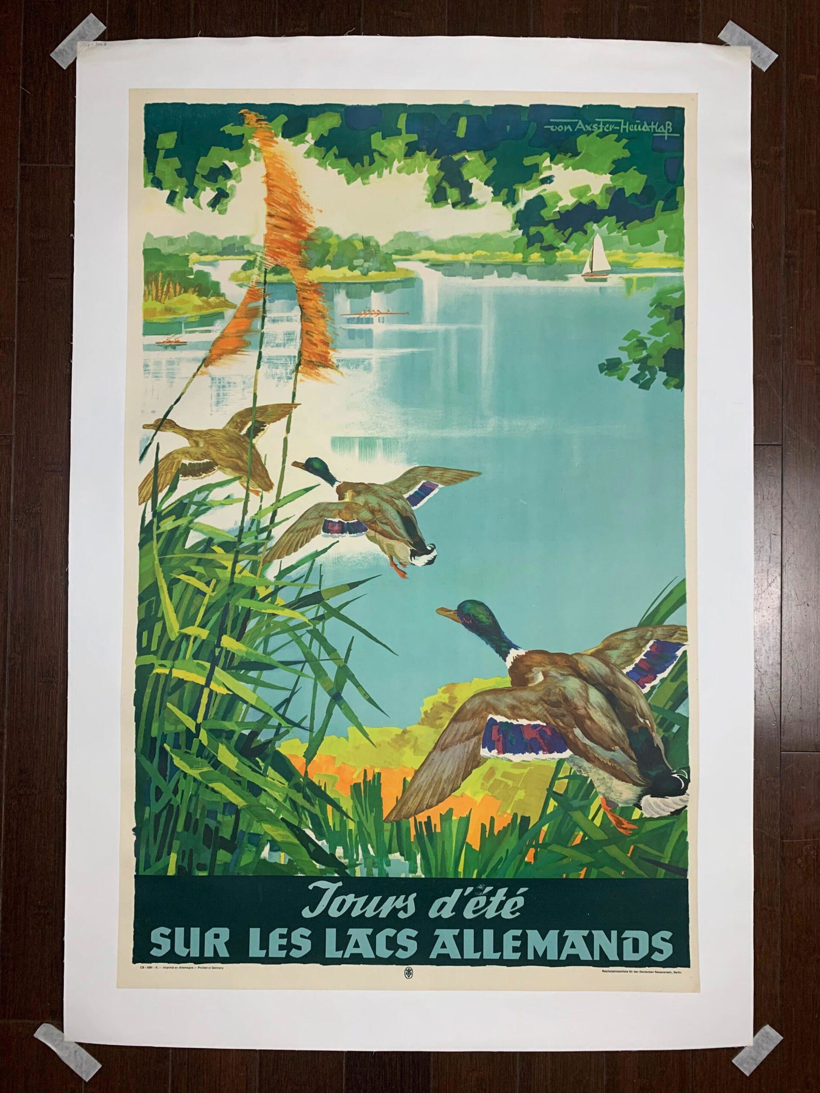 Sur Le Lacs Allemands - Art By Von Axter-heudhab (1930's) 25.25" X 39.5" German Travel Poster LB (1 of 6)