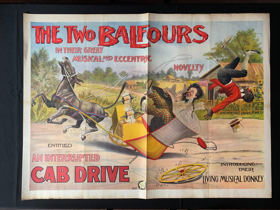 The Two Balfours - Cab Ride (1903) 28" x 37.5" German Circus Poster (1 of 1)
