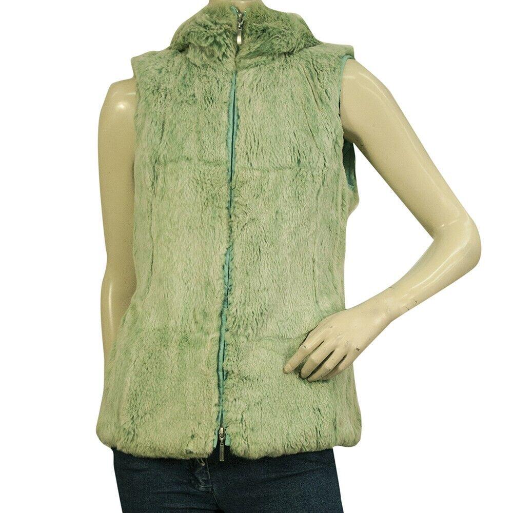 Escada Sport Light Blue Lapin Fur Hooded Zip Vest Sleeveless Jacket Gillet Sz S: Escada Sport Light Blue Lapin Fur Hooded Zip Vest Sleeveless Jacket Gillet Sz S The classic vest meets fashion glam, and top quality!! This gillet features lapin fur in light blue, hood and silver ton