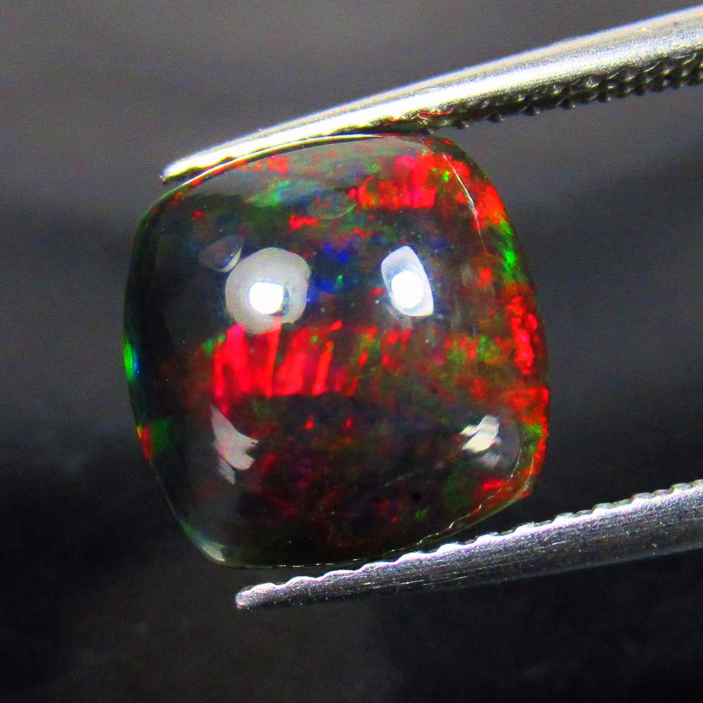 2.00 Ctw Natural Ethiopian Black Fire Opal Cushion Cab (1 of 2)