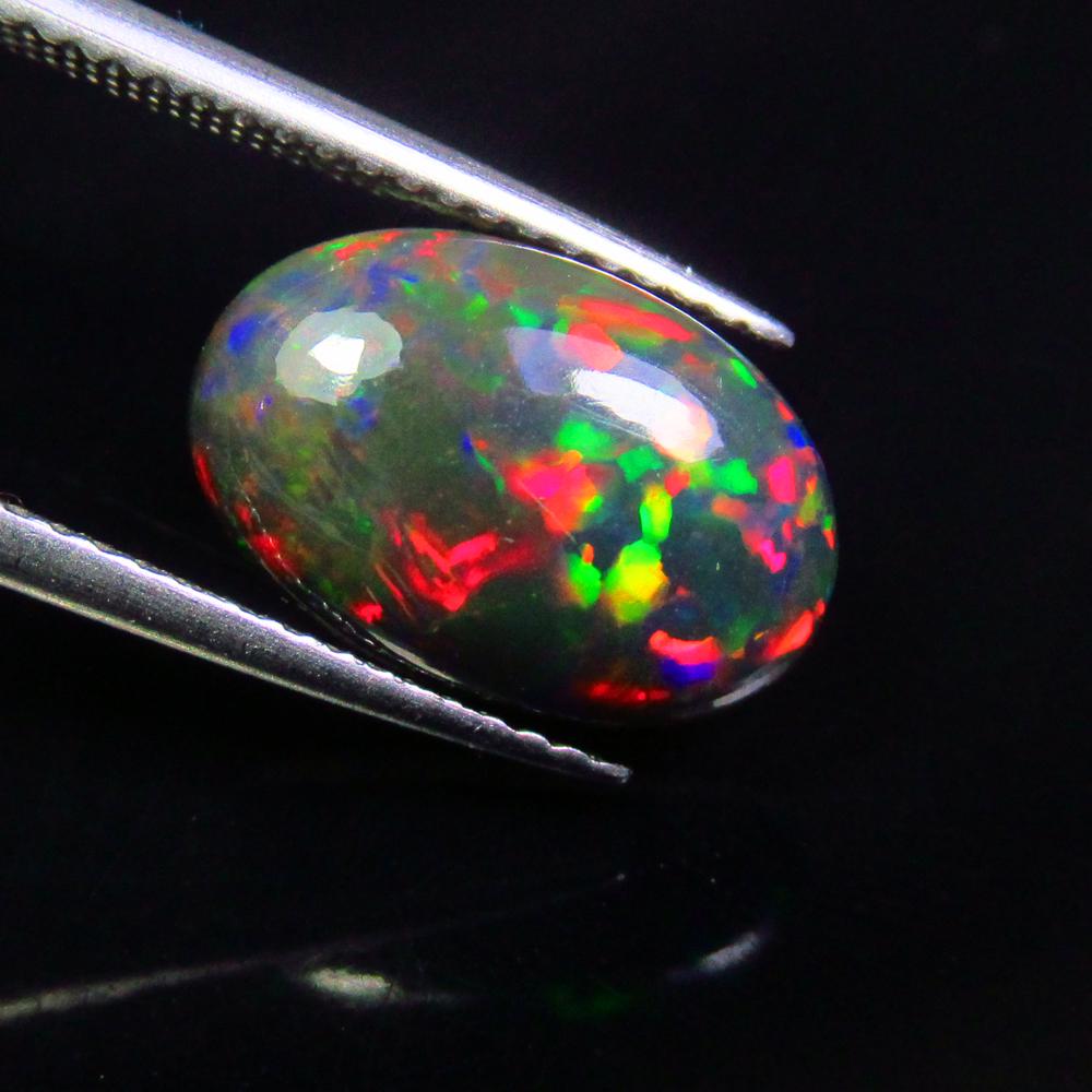 3.32 Ctw Natural Ethiopian Black Fire Opal Oval Cab (1 of 2)