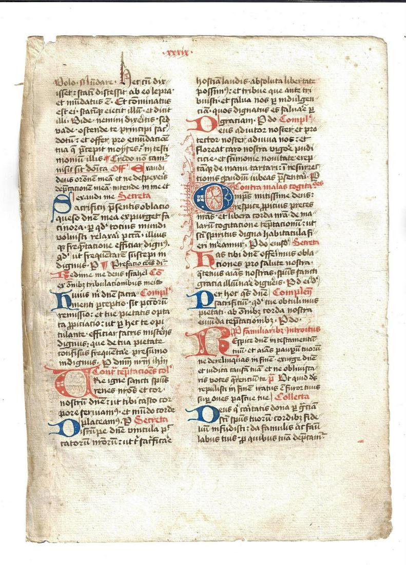 1480 Beautifully Penned Medieval Manuscript Leaf (1 of 2)