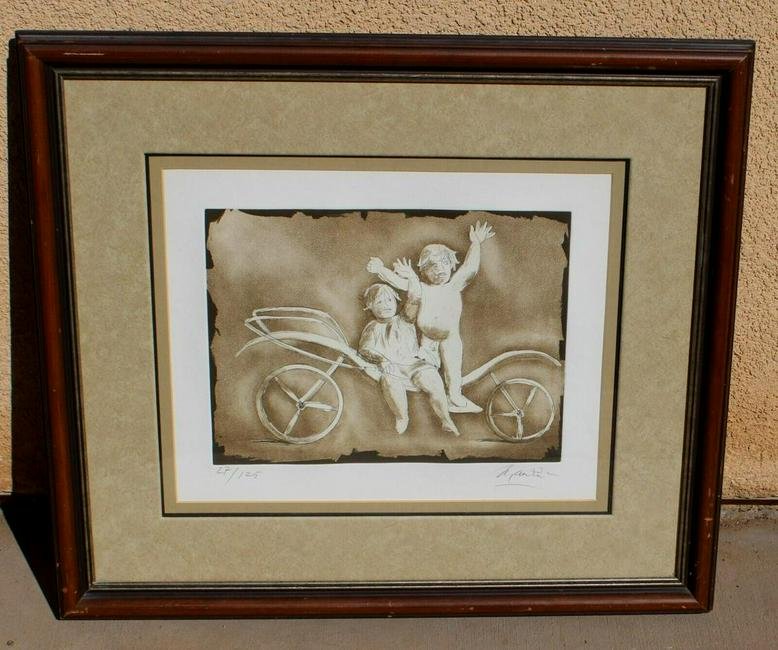 GIACOMO MANZU Sepia Color Etching Guilia and Mileto 1970 Compare at $981.06 (1 of 1)