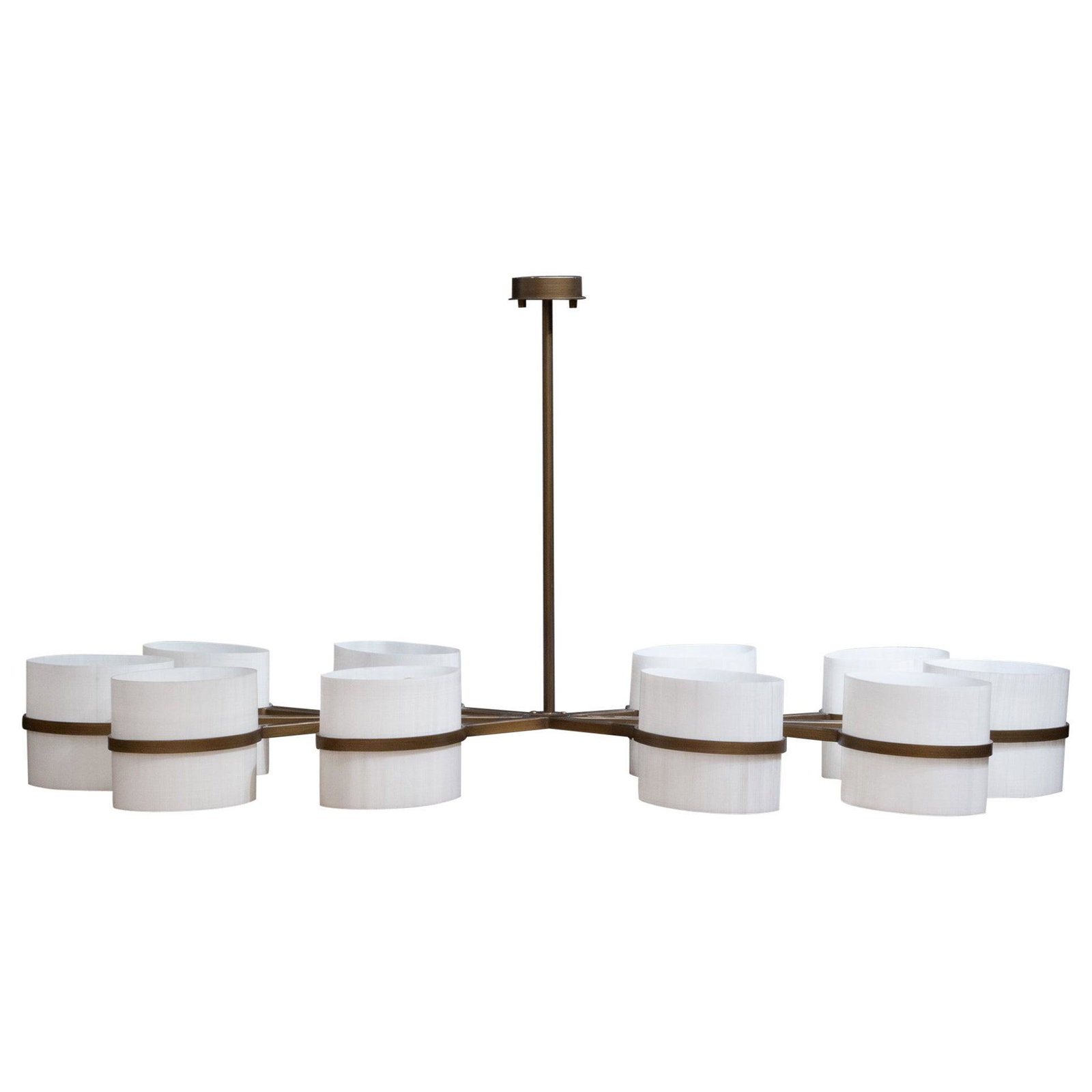 Large Custom Antique Brass 10 Canopy Light Fixture c.2018 (1 of 16)