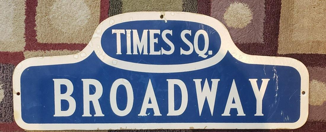 Rare NYC humpback street sign 1970 Times square and broadway (1 of 3)