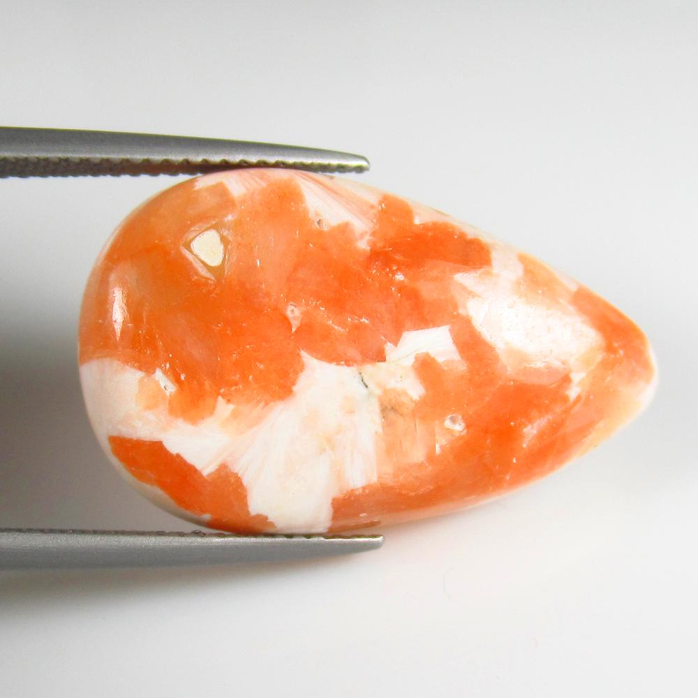 Natural Jasper Quartz - 13.61 Ct: No Reserve! Title: Natural Jasper Quartz - 13.61 Ct Origin: Brazil Weight: 13.61 Size/Dimensions: 22.0 x 16.0 x 5.0 mm Additional Information: Pieces : 1 No's / Shape : Pear Cabochon / Color : Orange