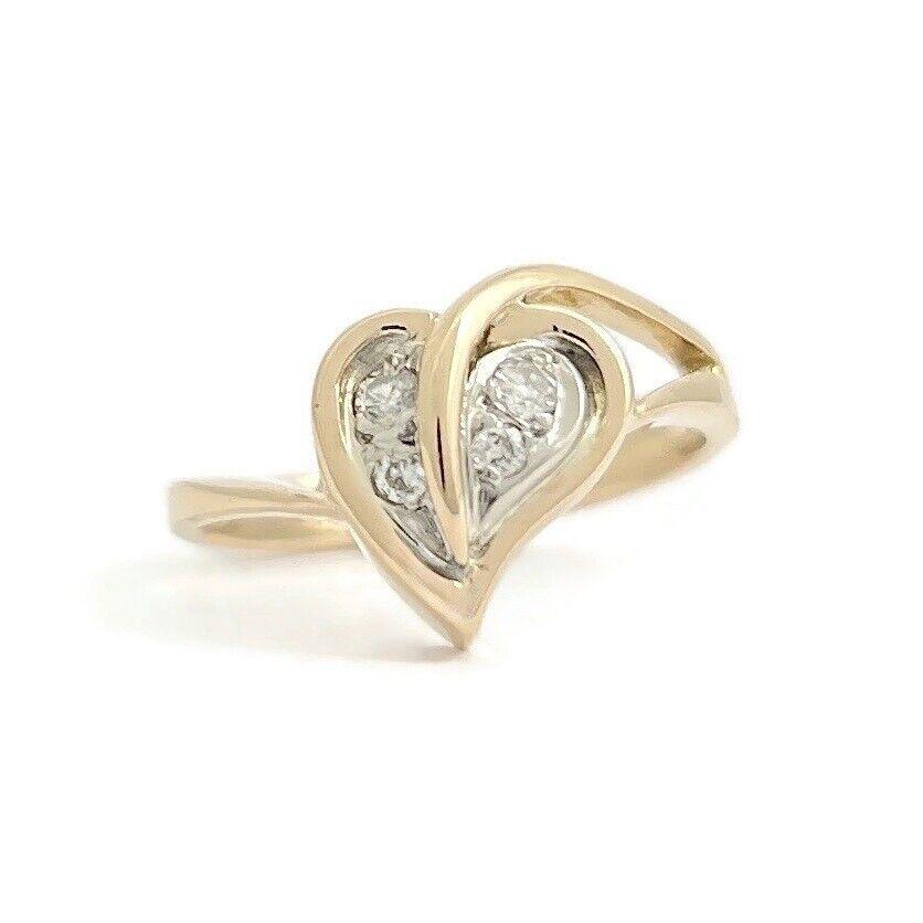 Pave Diamond Heart Pinky Statement Ring 14K Rose Yellow Gold, 2.09 Grams (1 of 9)