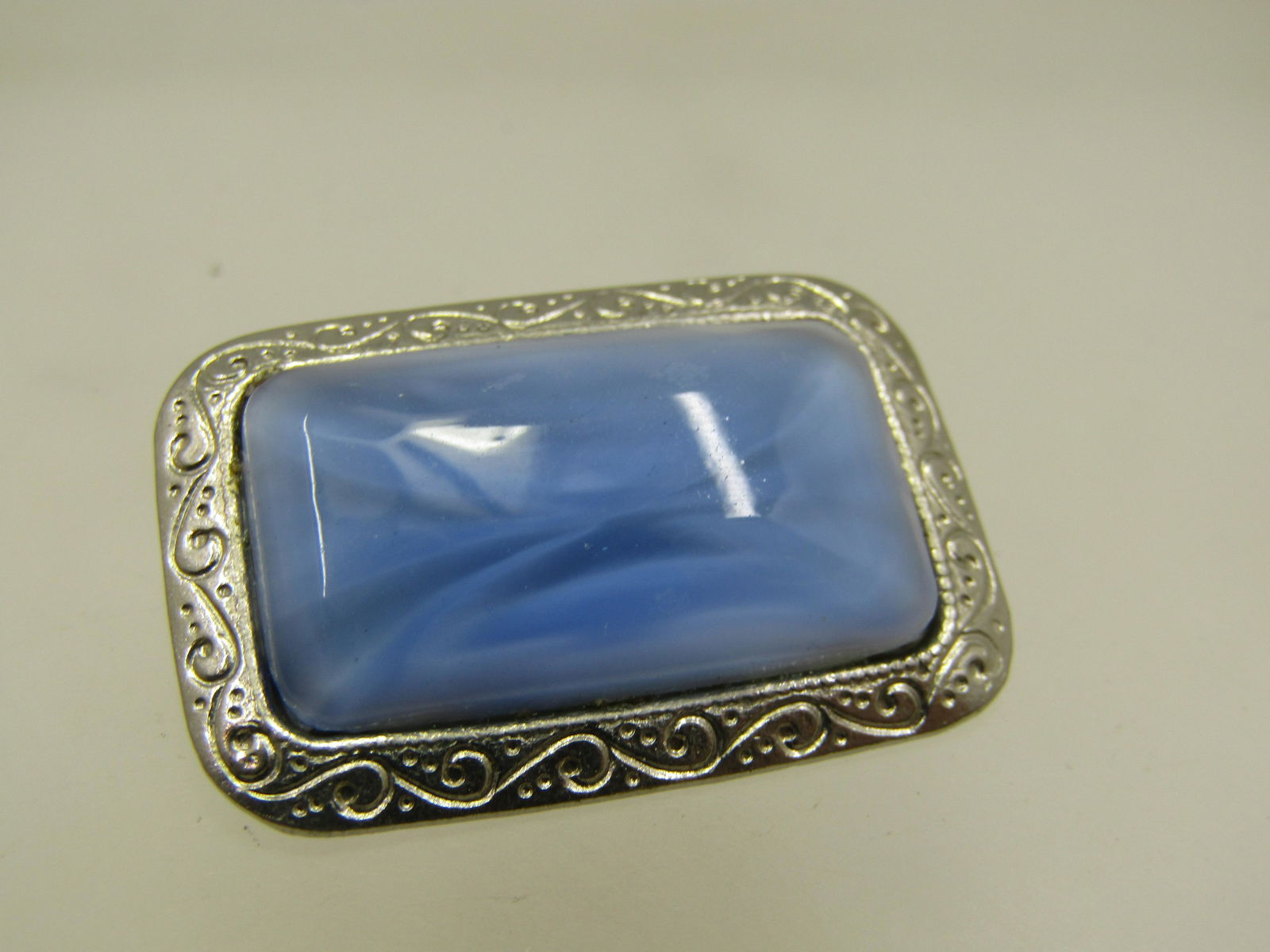 Vintage Blue Glass Framed Brooch, C-Clasp,  1930's-1940's (1 of 5)
