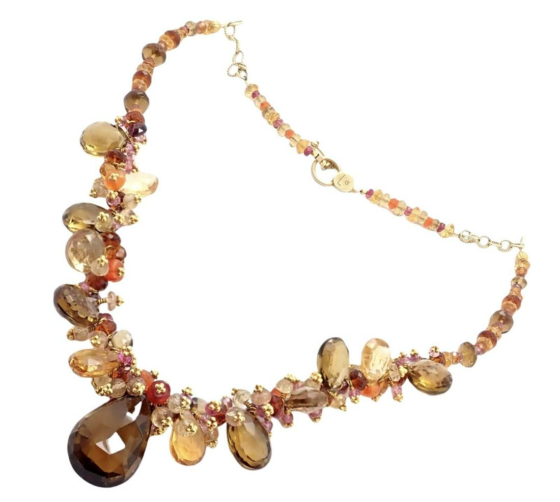 Laura Gibson 18k Yellow Gold Briolette Smokey Topaz Bead Large Candy Necklace (1 of 8)