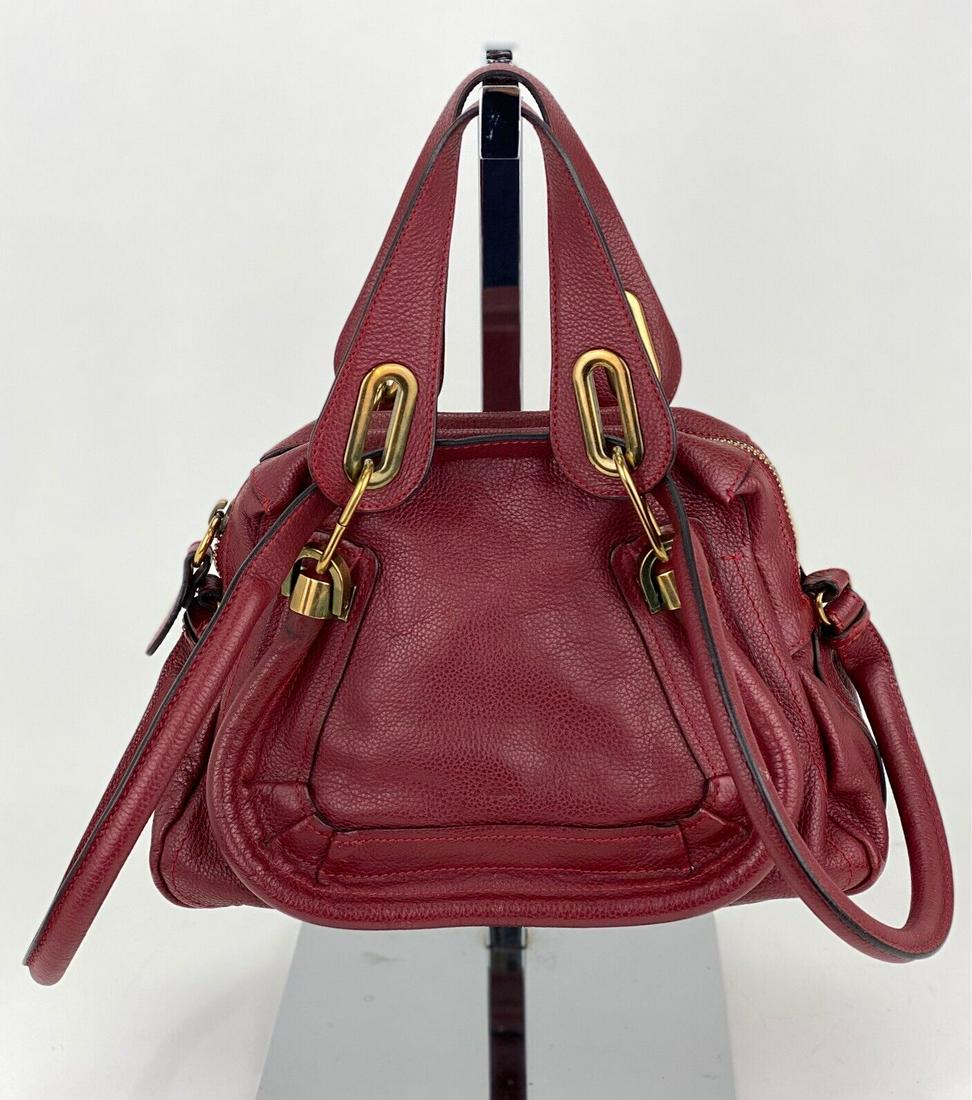 CHLOE Bag Small Paraty Red Calfkin Leather 2Way Shoulder Crossbody Hand Bag B446 (1 of 12)