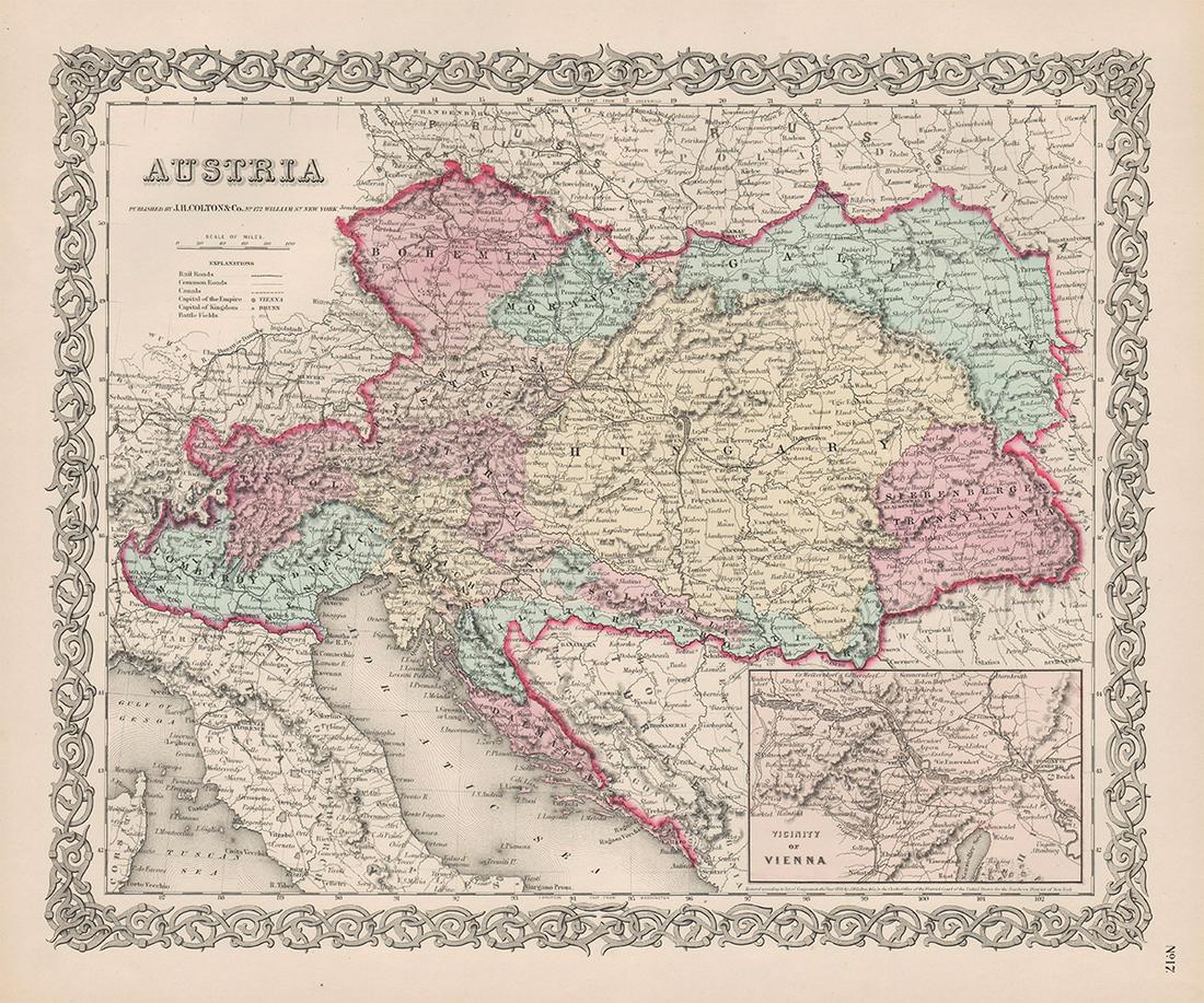 1st ed. map of Austria, Hungary and Czech Republic – 1855 (1 of 5)