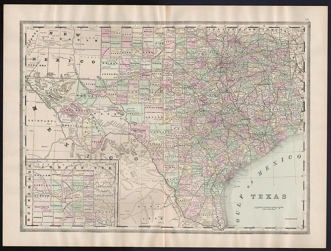 Huge map of Texas in fine condition from scarce atlas (1 of 4)