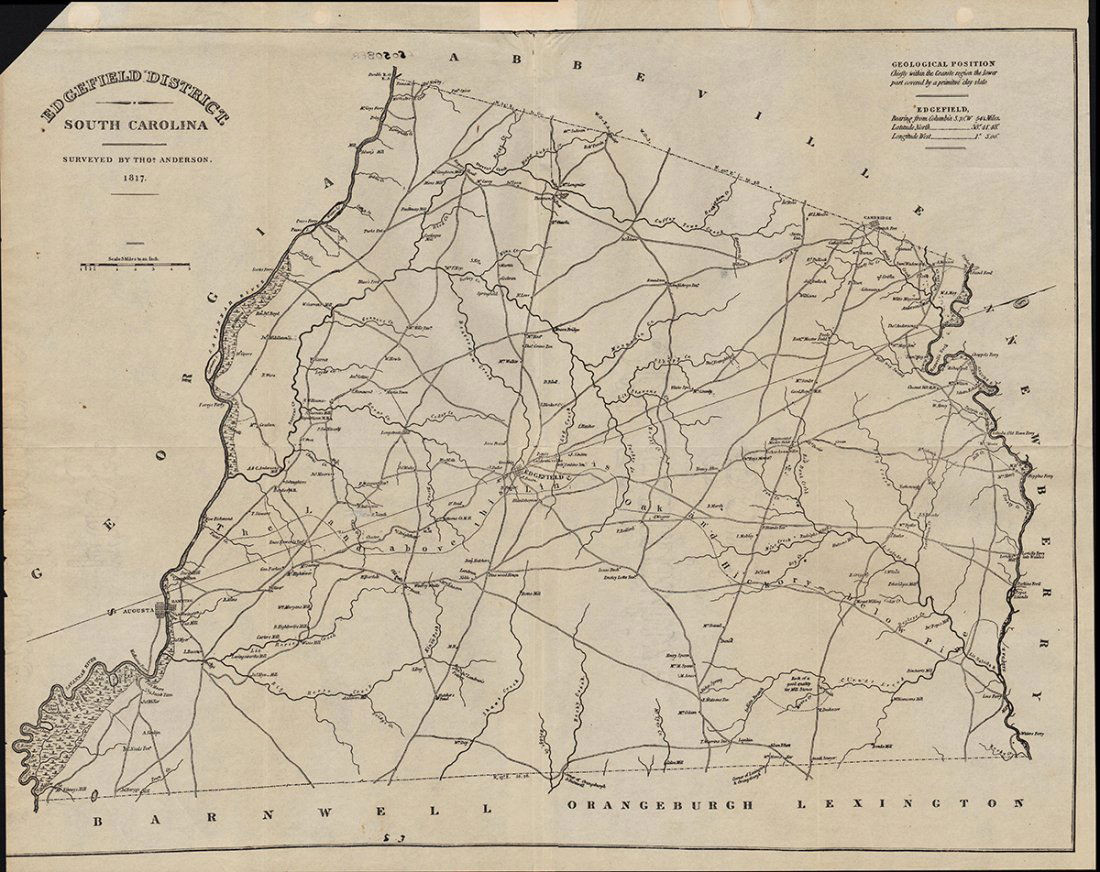 Scarce 1817 Edgefield Dist., S. Carolina map - 1897 (1 of 5)