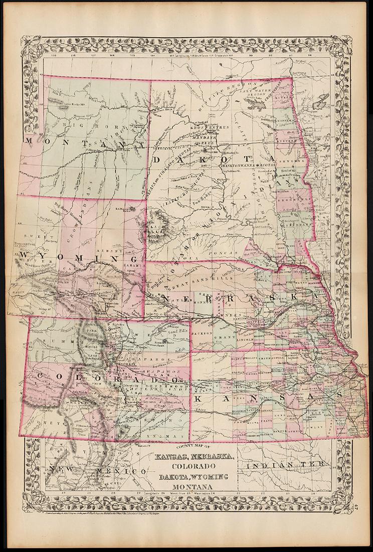 Map of Kan. Neb. Col. Dak. Et al, Mitchell 1872 (1 of 4)