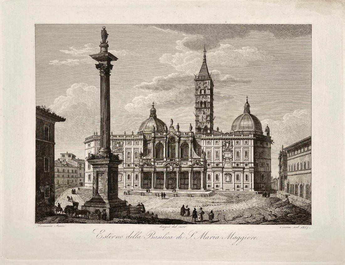 Antique Print - View of Rome, Italy - Santa Maria Maggiore - Domenico Amici (1 of 2)