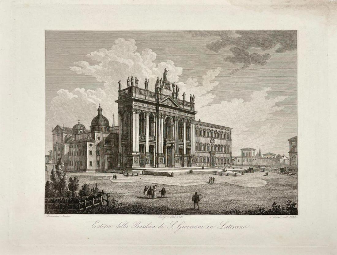 Antique Print - View of Rome, Italy - Basilica of San Giovanni Laterano - 1835 (1 of 2)