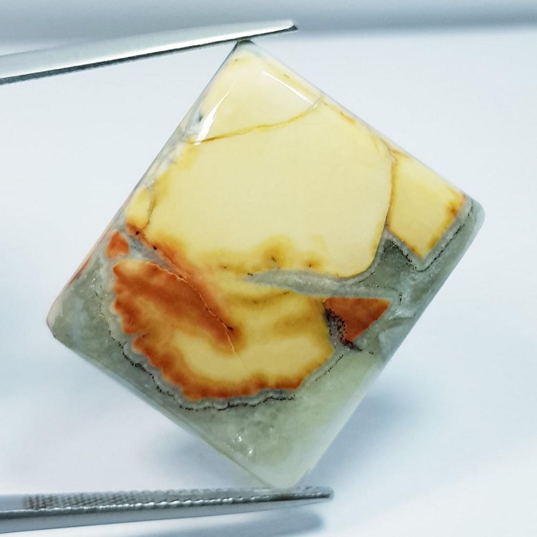 29.87 ctz Natural Bumble Bee Jasper: No Reserve! Title:29.87 ctz Natural Bumble Bee Jasper Color/Clarity:Yellow / Opaque Gemstones:Jasper Carat Weights:29.87 Size/Dimensions:24.40 x 21.50 x 4.80 Additional Information:Octagon / Indonesia