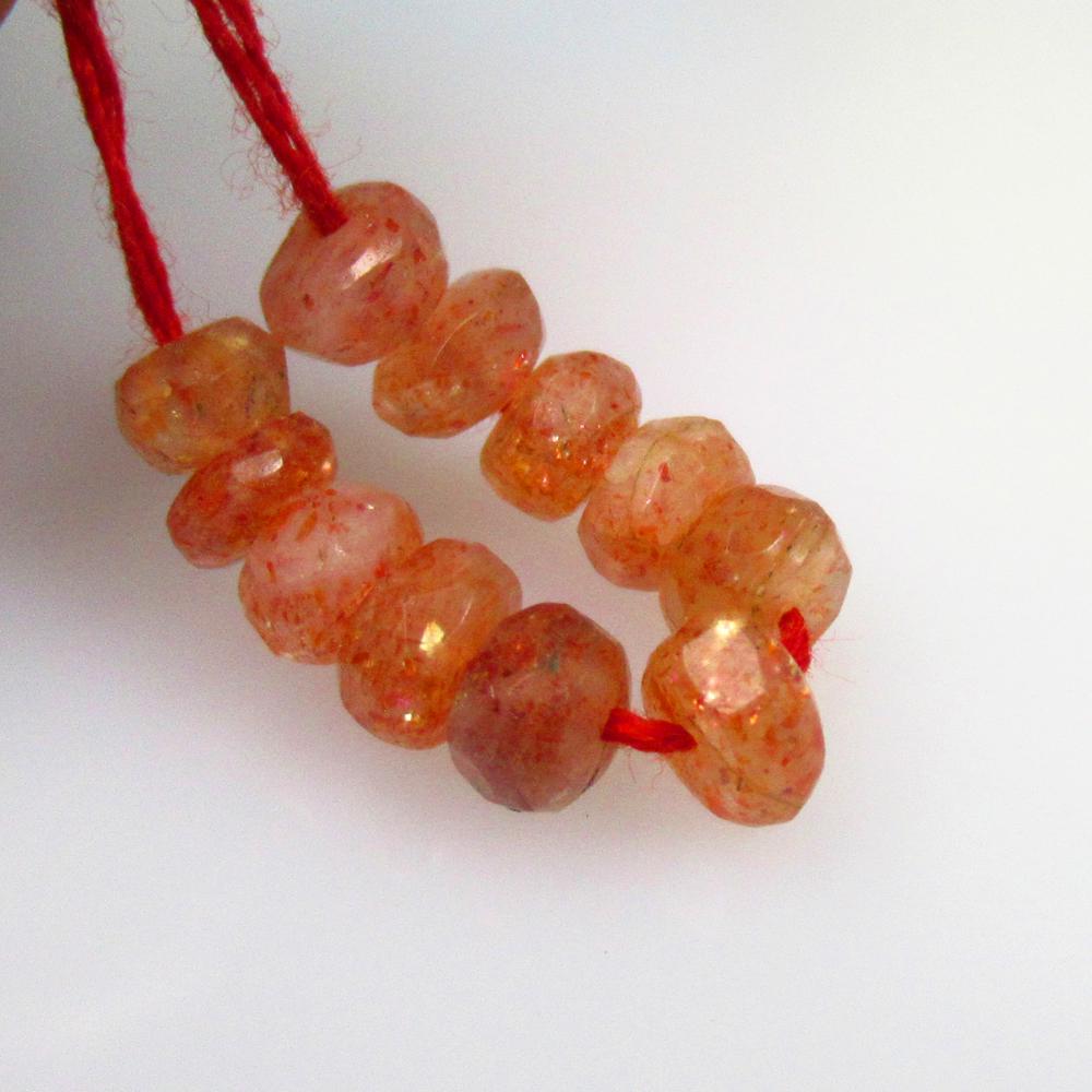 7.93 Ctw Natural 11 Drilled Orange Sunstone Round Beads (1 of 2)