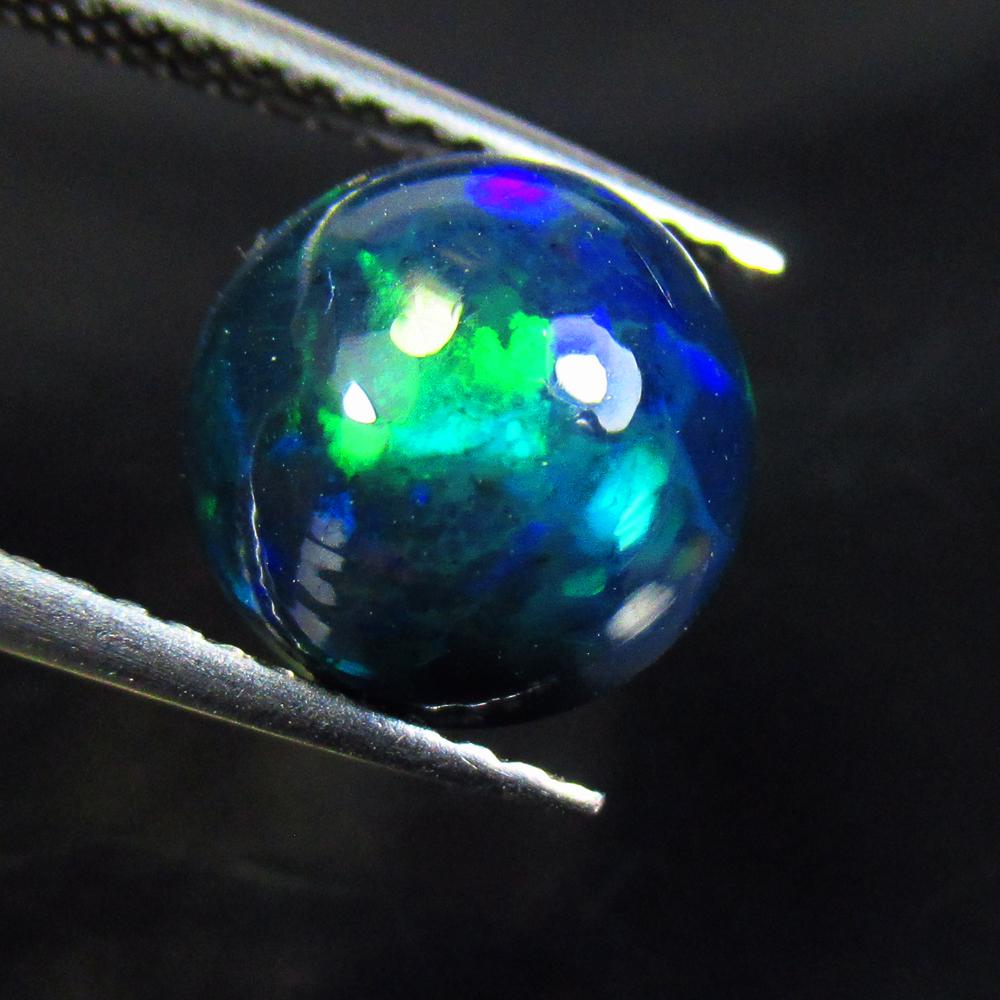 2.17 Ctw Natural Black Fire Opal Round Cabochon (1 of 2)