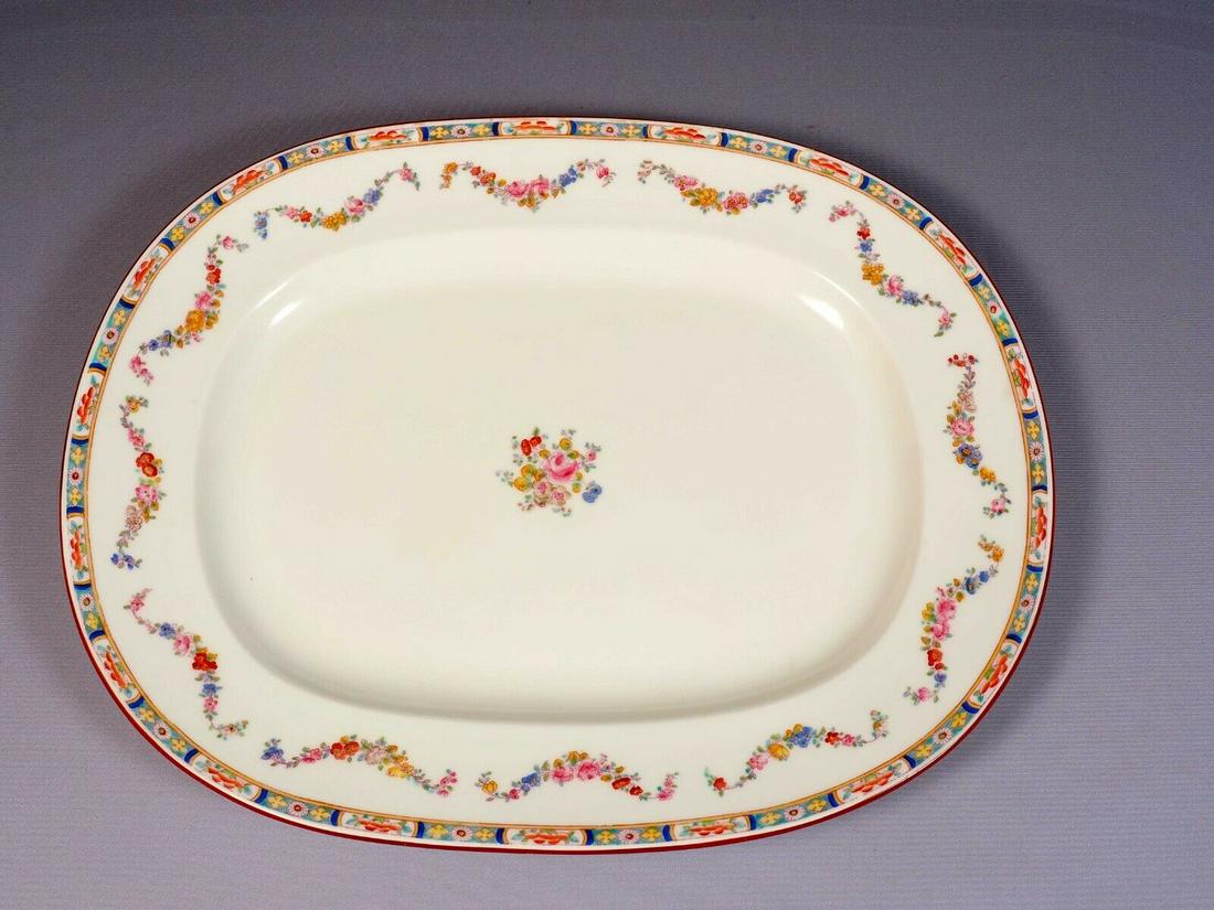 MINTON ROSE ANTIQUE Older Meat Turkey Serving Platter HUGE 18 1/2" England BIRKS: This is a rare and gorgeous Huge Serving Platter, from the older version of famous Minton rose pattern. This is very rare piece and very hard to find. The platter is properly marked with Minton globe 