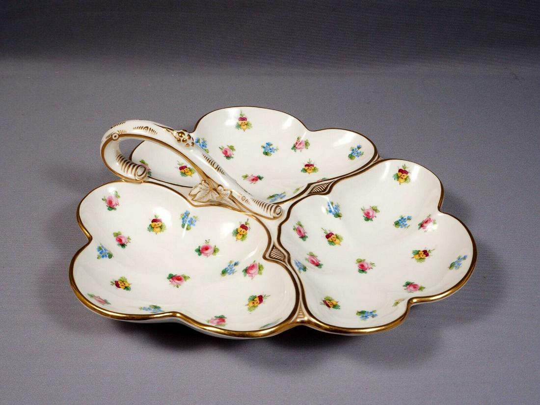 Minton Rose Pansy LARGE Leaf shaped Tray Dish RARE SHAPE c. 1880 Mortlock's (1 of 7)