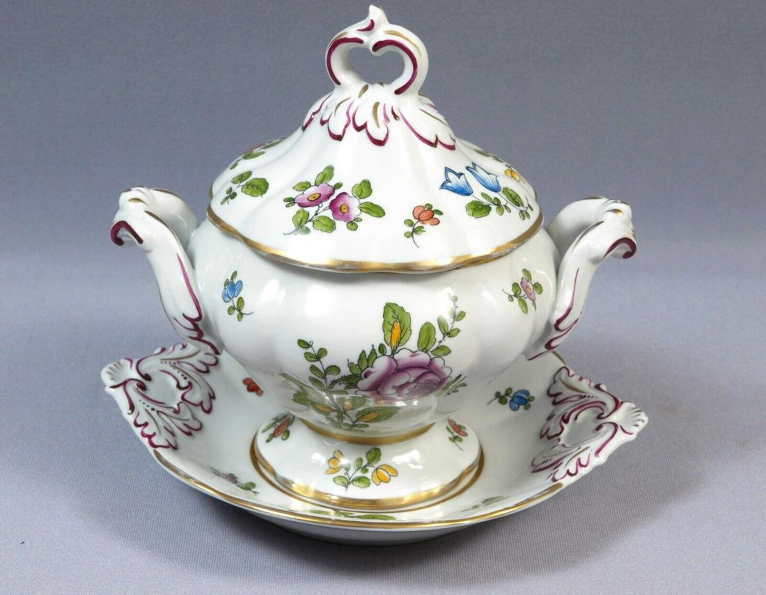 MEISSEN Covered Sauce Tureen Gravy Boat Sugar Bowl Under Plate Antique Rare (1 of 6)