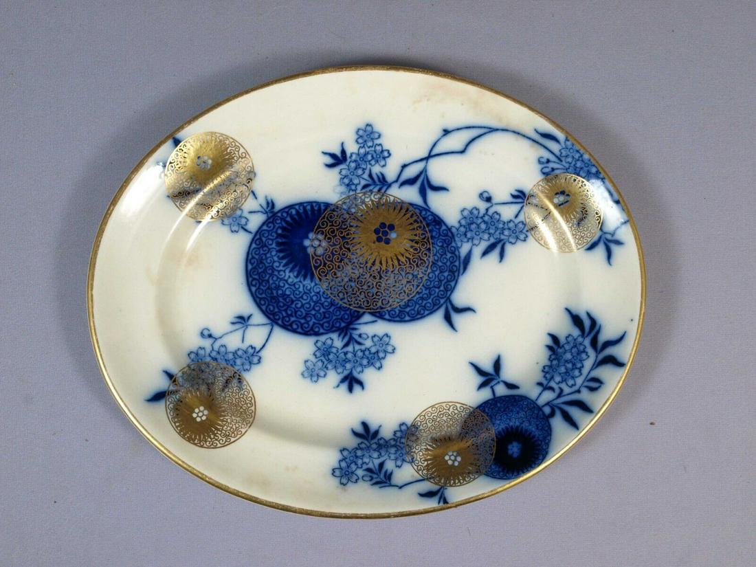 Royal Doulton Burslem Cobalt Flow Blue Persian Spray C.1890s Oval Platter (1 of 5)