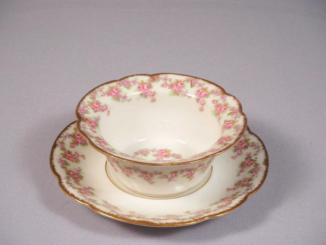 BRIDAL WREATH Rose Limoges France Bawo Dotter Elite RAMEKIN PLATE BOWL DISH RARE (1 of 5)