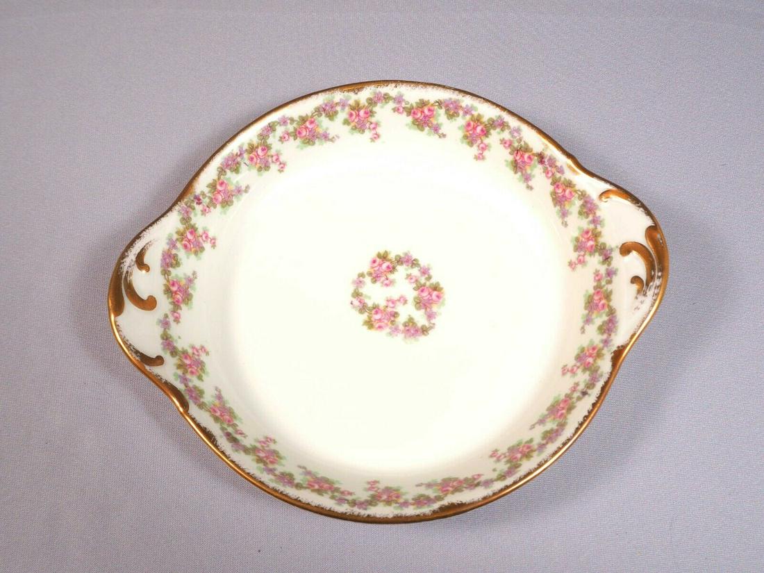 BRIDAL WREATH Rose Limoges France Bawo Dotter Elite Handled Cake Tray Dish VTG (1 of 4)