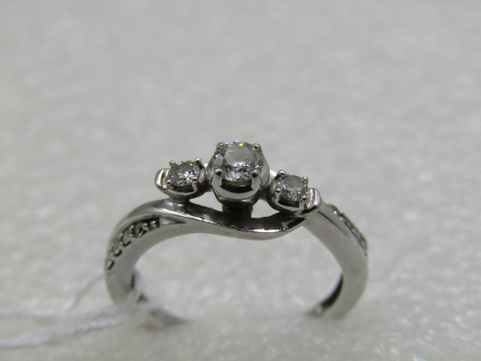 Vintage 10kt Triple Diamond Engagement Ring, Sz. 5.5, Appx. .50 TCW (1 of 2)