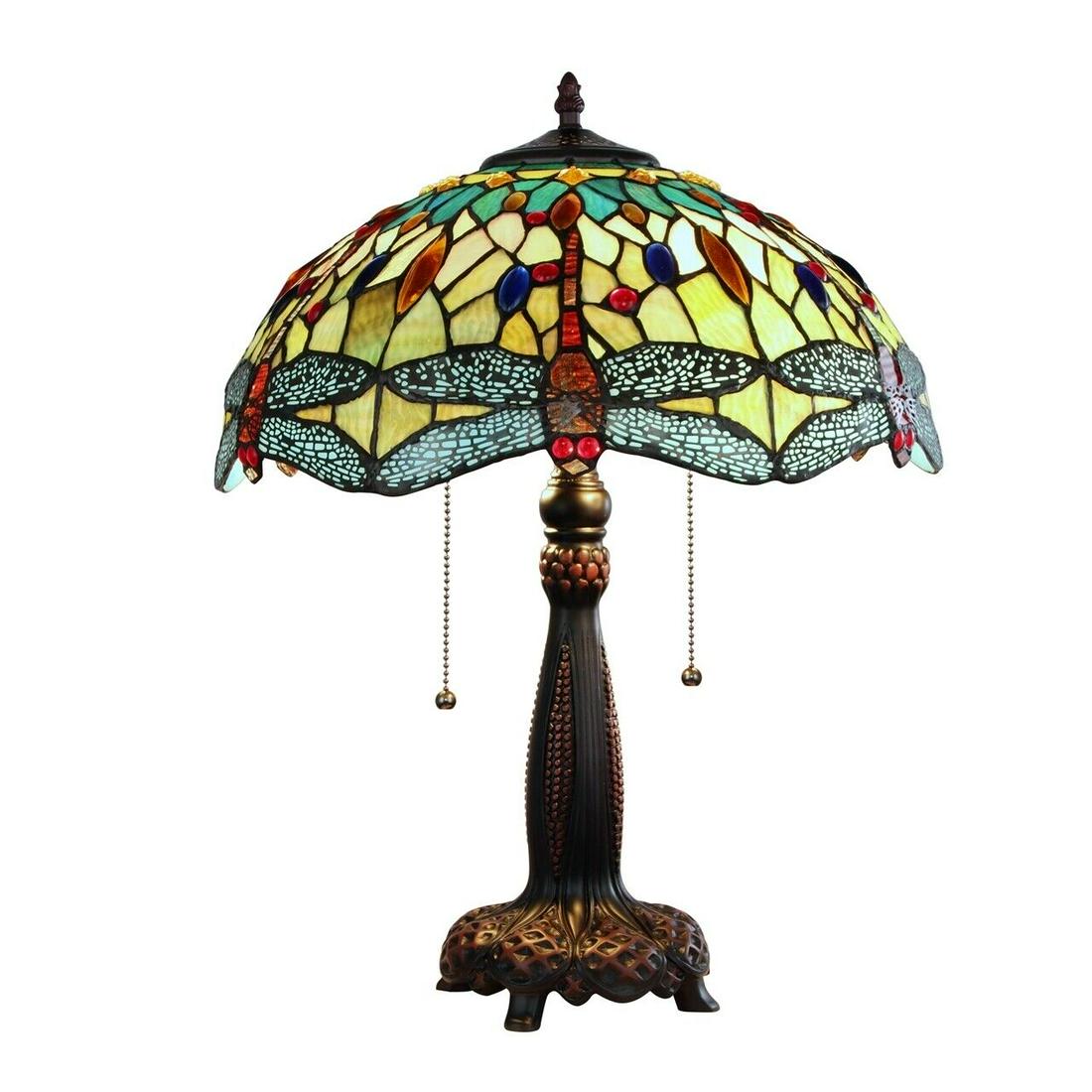 21" Stained Glass Dragonfly Table Lamp (1 of 6)