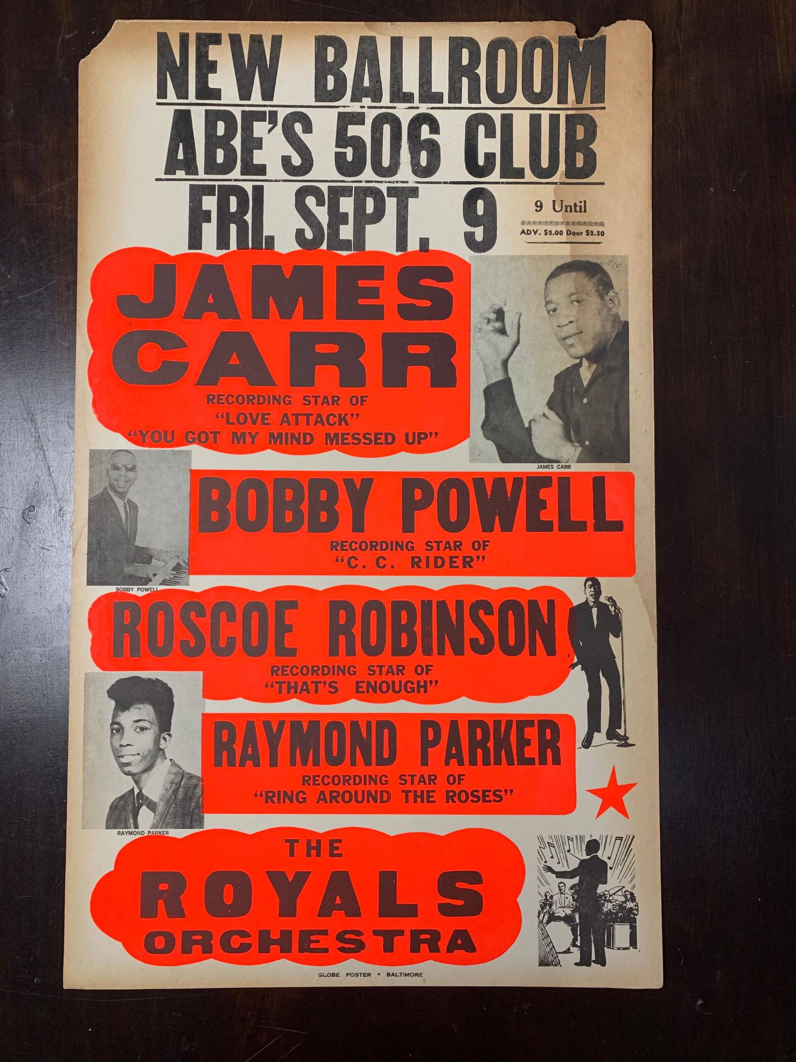 James Carr, B. Powell, R. Robinson (1966) 17" x 28" Music concert Poster (1 of 6)