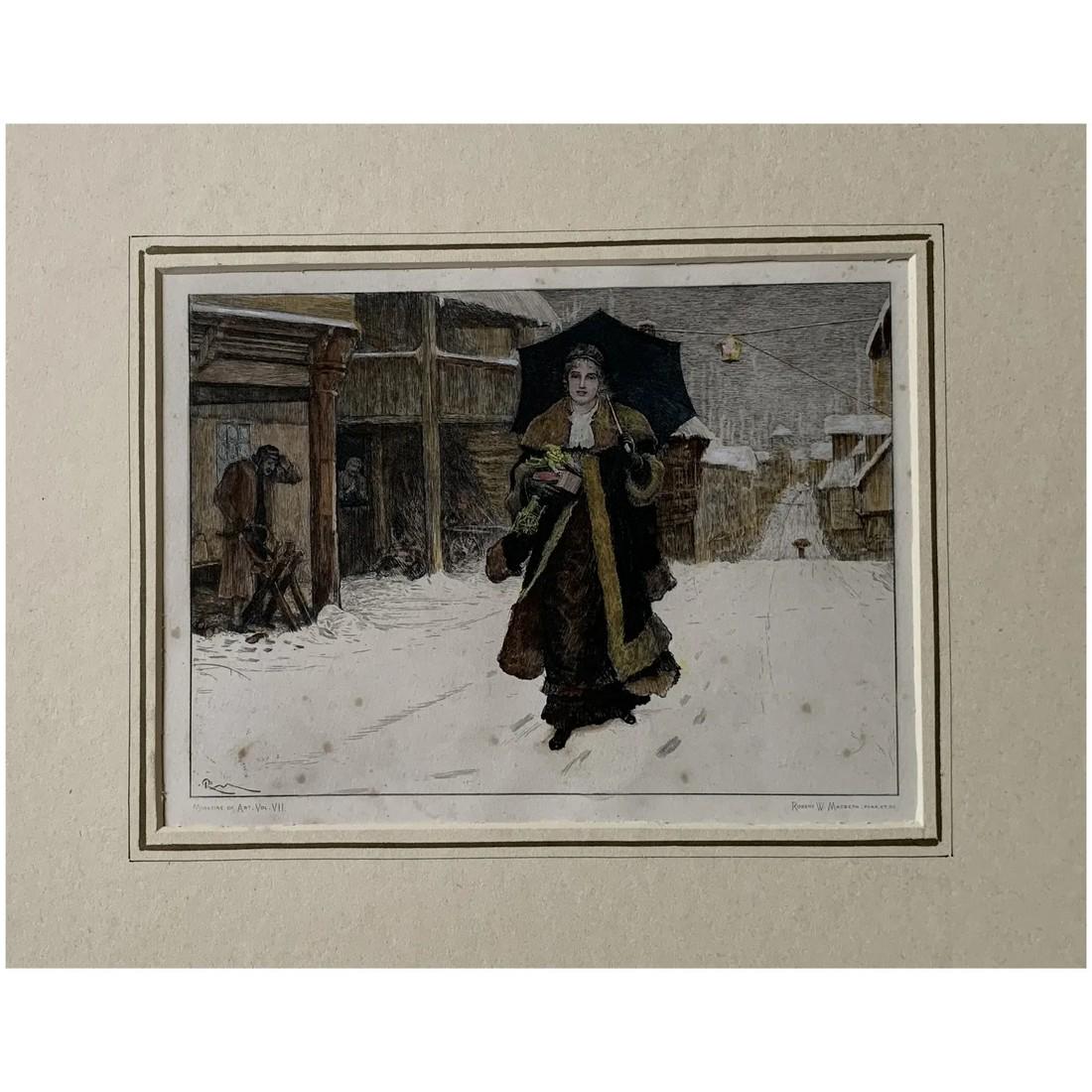 Lady Bountiful - antique etching by Robert W. Macbeth for Magazine of Art (1 of 4)