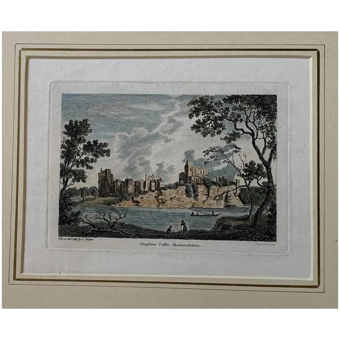 Chepstow castle, Monmouthshire (Wales). 1784 engraving. (1 of 4)