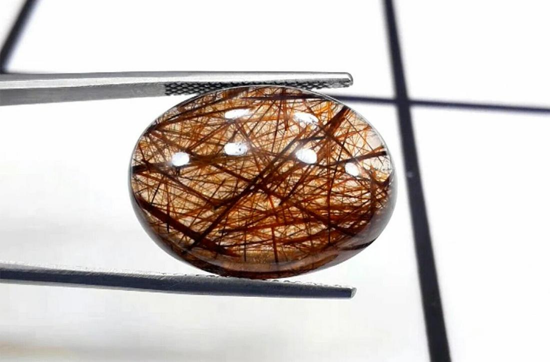 Rare Quartz, 34.40 carats Rare Astrophyllite Inclusion Quartz Cabochon From Zagg (1 of 4)