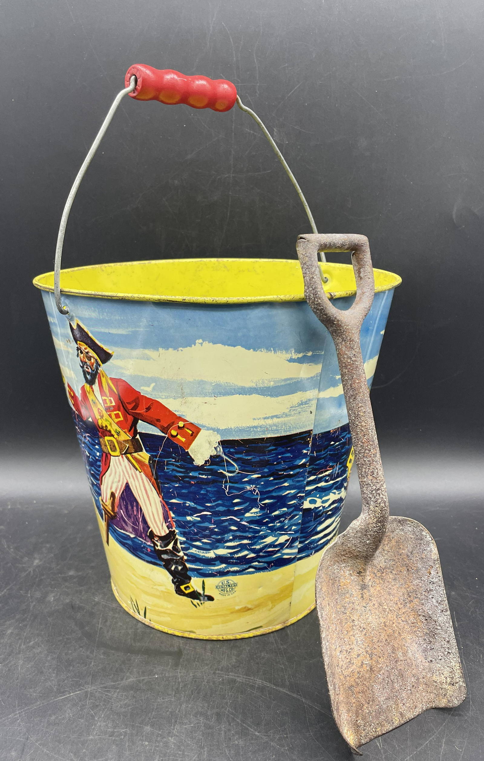 Buy Vintage Metal Sand Pail Treasure Island With Old Metal Shovel