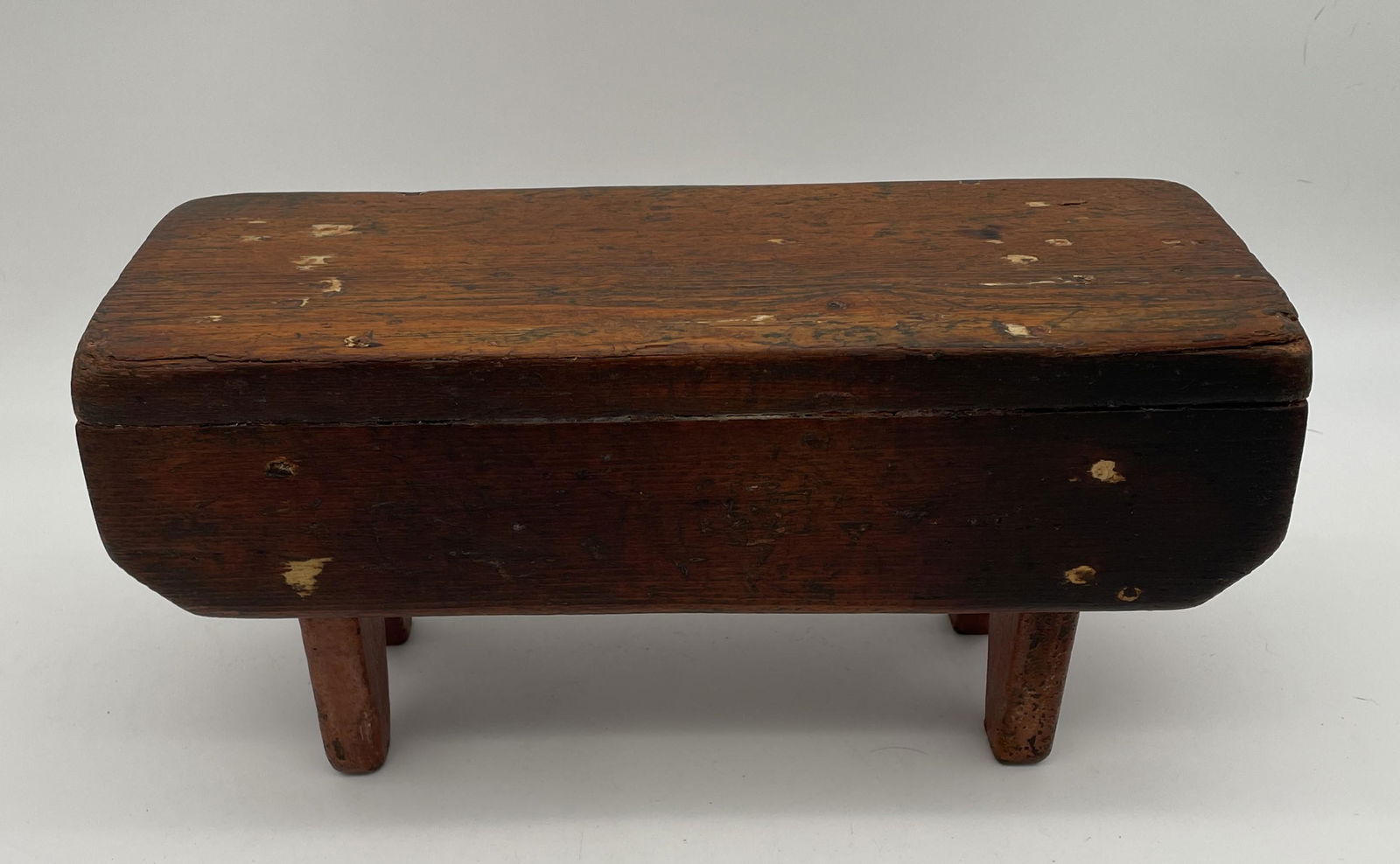 Primitive Wooden Bench Footstool Great Patina (1 of 8)