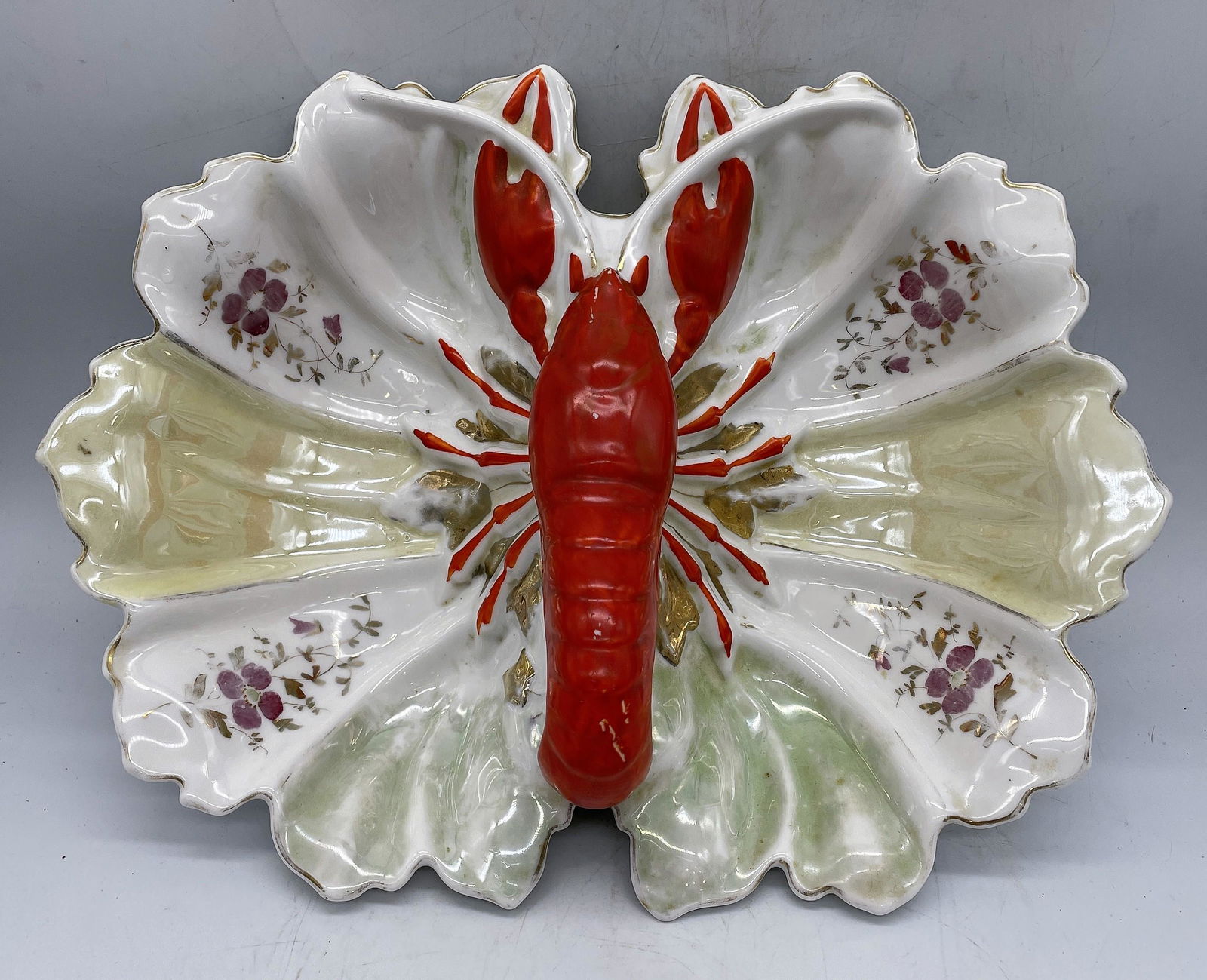 VINTAGE LOBSTER DISH LOBSTER HANDLED TWIN BOWL (1 of 8)