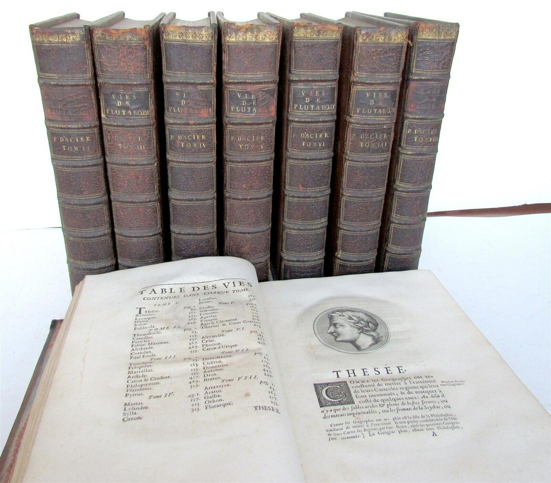 1720 PLUTARCH LIVES 8 VOLUMES antique FOLIO ILLUSTRATED (1 of 12)