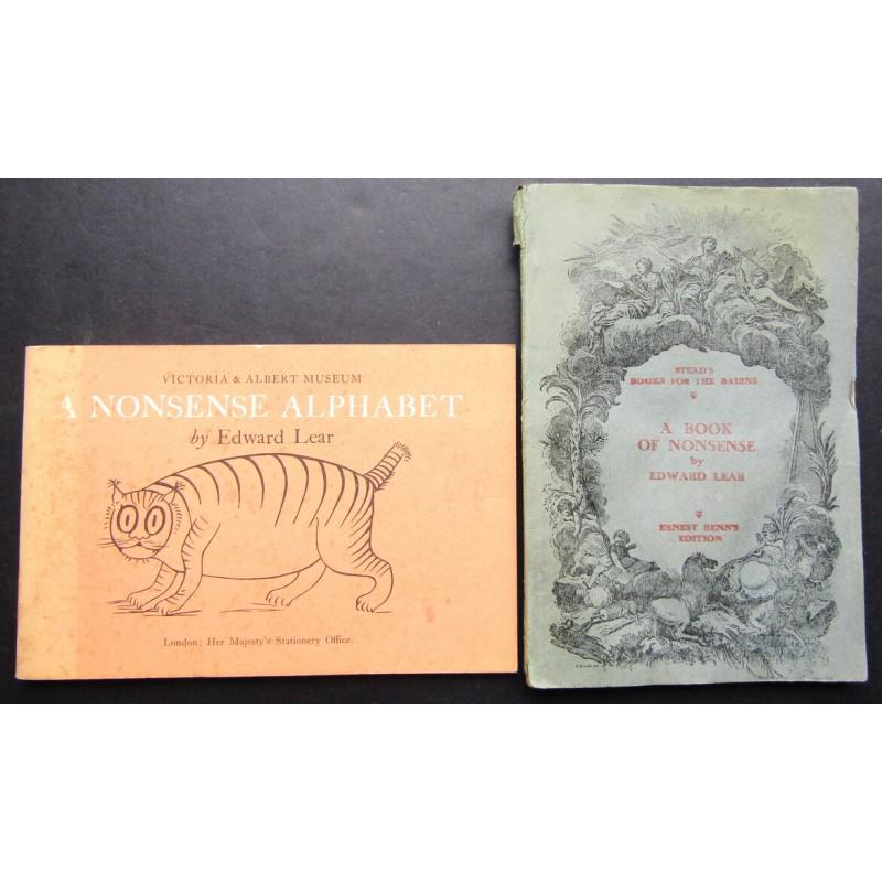 Edward Lear Nonsense Books. Two Titles: FIRST TITLE Stead's Books for the Bairns. Ernest Benn's Edition. 'A Book of Nonsense' 1926. Publishers blue paperback with red title and black vignette. Advert on rear cover. title vignette. Fully ill