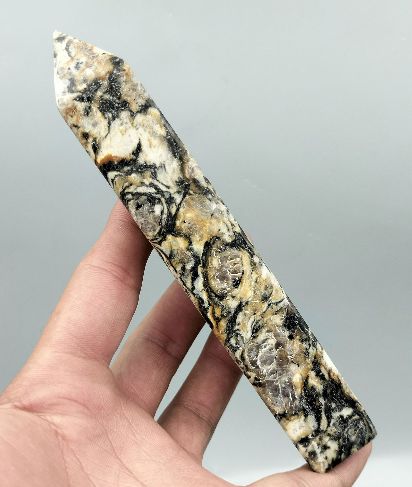 Title: 276 Gram Top Quality Hand Made Zebra Jasper Healing Tower Gemstone Type: Carving Weights: (1 of 3)